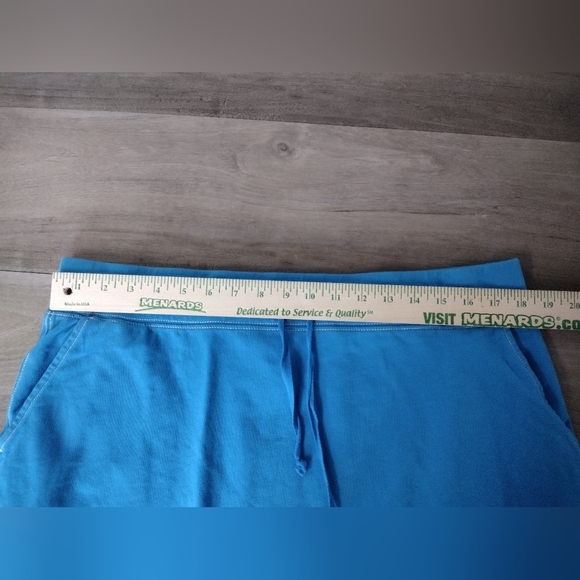 Lands' End turquoise blue jersey knit athleisure skirt with drawstring waist - Picture 3 of 9
